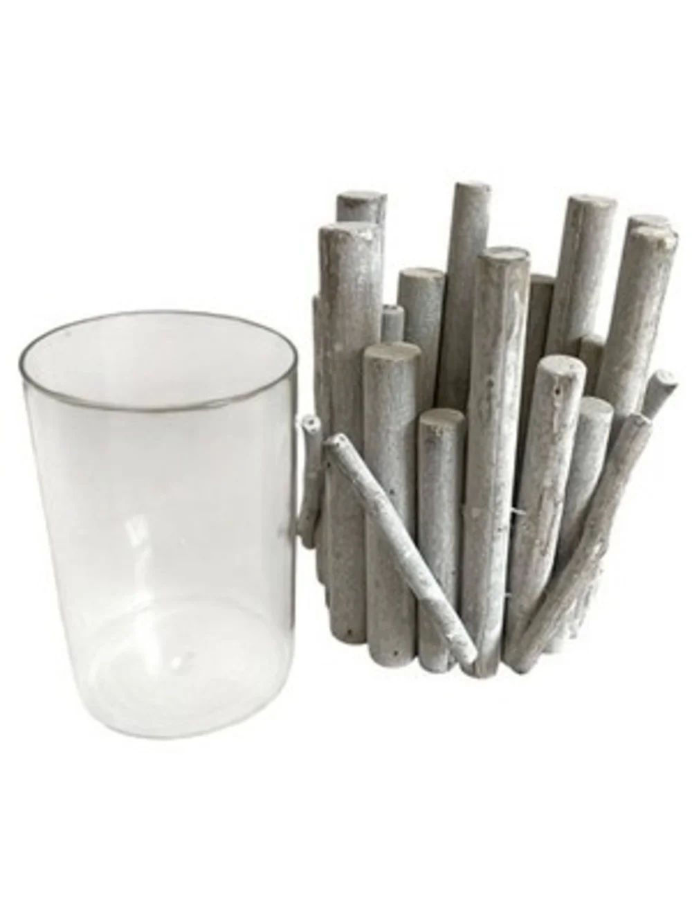 Rustic Driftwood Log Hurricane Candle Holder Glass Insert Coastal Farmhouse 6